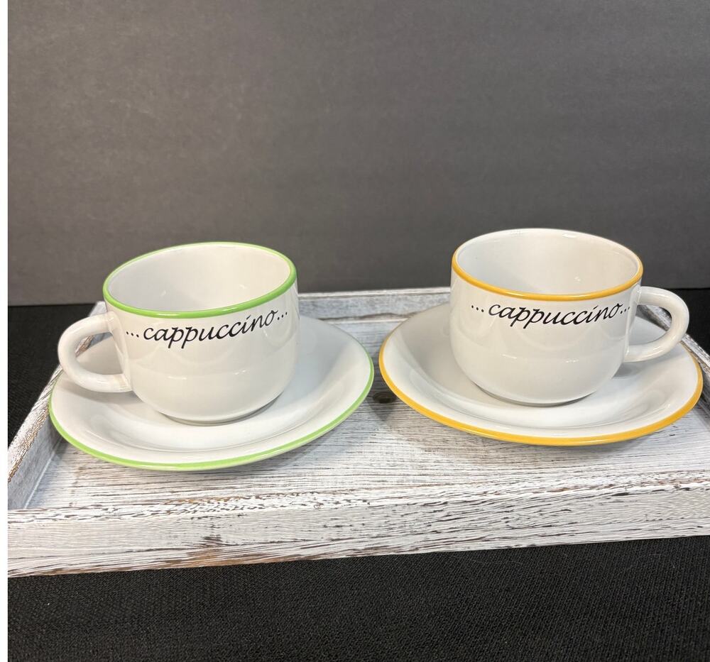 Rayware Ceramic Cappuccino Cups and Saucers Set of 2